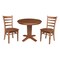 International Concepts 36 in. Solid Wood Round Top Pedestal Dining Table with 2 Chairs in Distress Oak K42-36RT-23B-C617-2 - alternate 1
